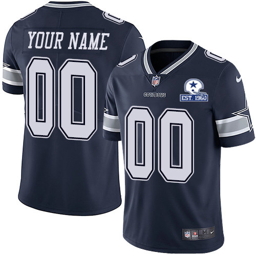 Men's Dallas Cowboys Navy Customized With Established In 1960 Patch Limited Stitched Jersey